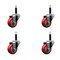 Service Caster 3'' SS Red Poly Wheel Swivel 3/4'' Expanding Stem Caster Set, 4PK SCC-SSEX20S314-PPUB-RED-34-4 - alternate 1